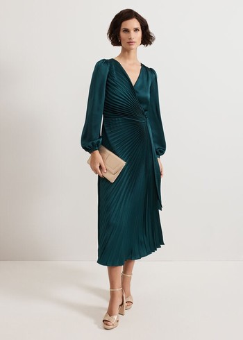 Phase Eight Gracie Sunray Dress Dark Green Canada | QMPLGE-839